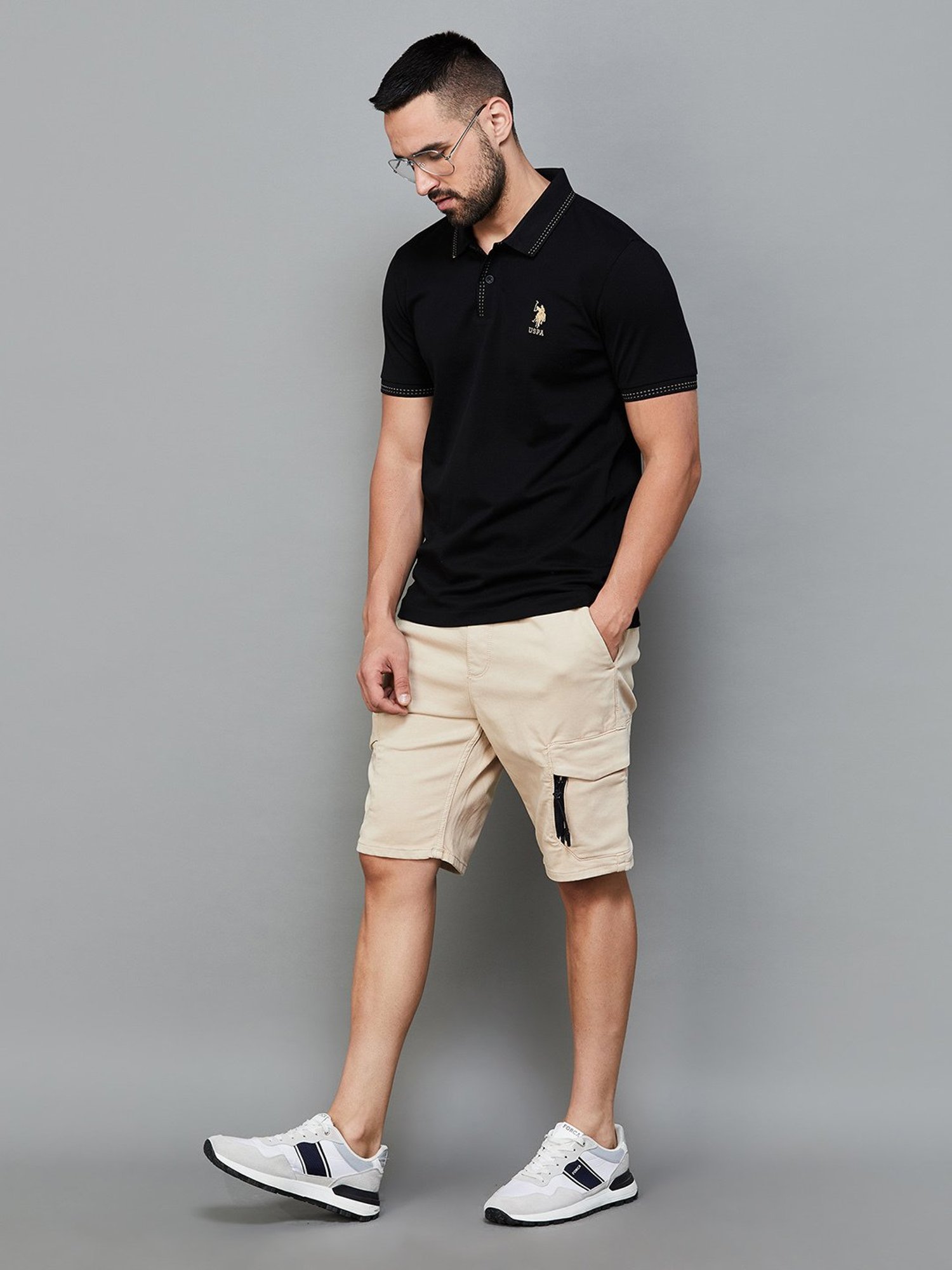 BOSSINI Beige Regular Fit Cargo Shorts
