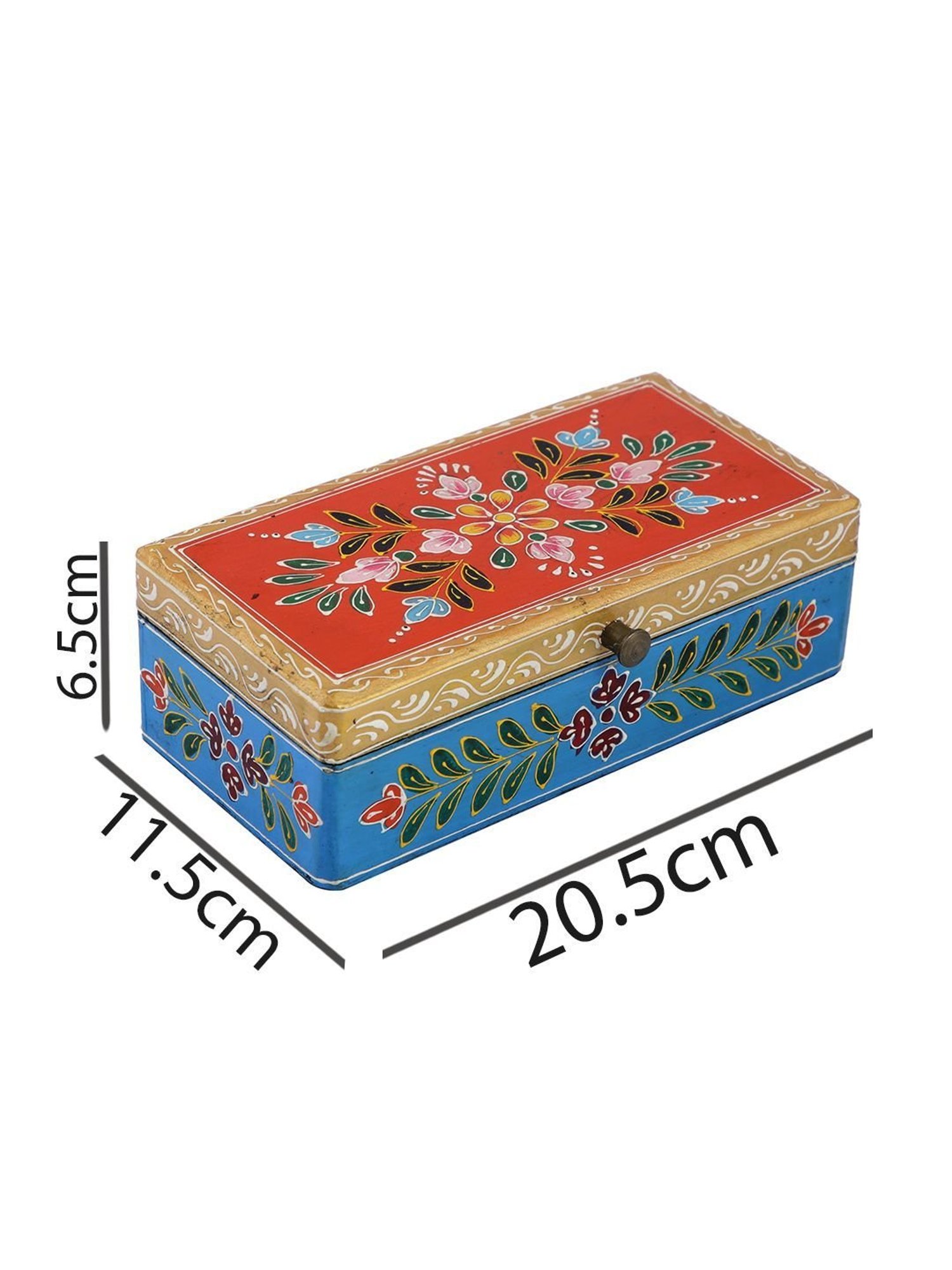 Aapno Rajasthan Red & Blue Wood Jewellery Box