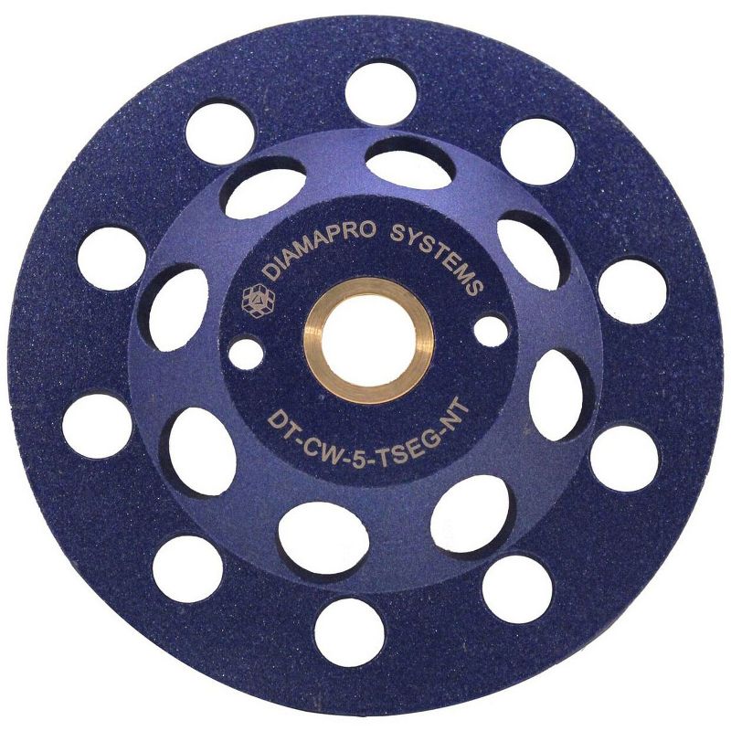 DiamaPro Systems Non Threaded 5 Inch T Segment Concrete, Masonry, Stone Grinding Cup Wheel for Finishing and Polishing, (2 Pack)