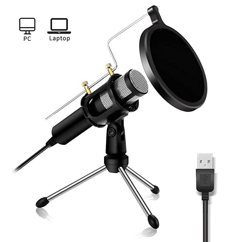 USB Microphone  Computer Microphone, Gaming Microphone for PC, Plug and Play Home Studio Microphone, Condenser Microphone for YouTube,Facebook,Skype,Google Search,Podcasting, Games