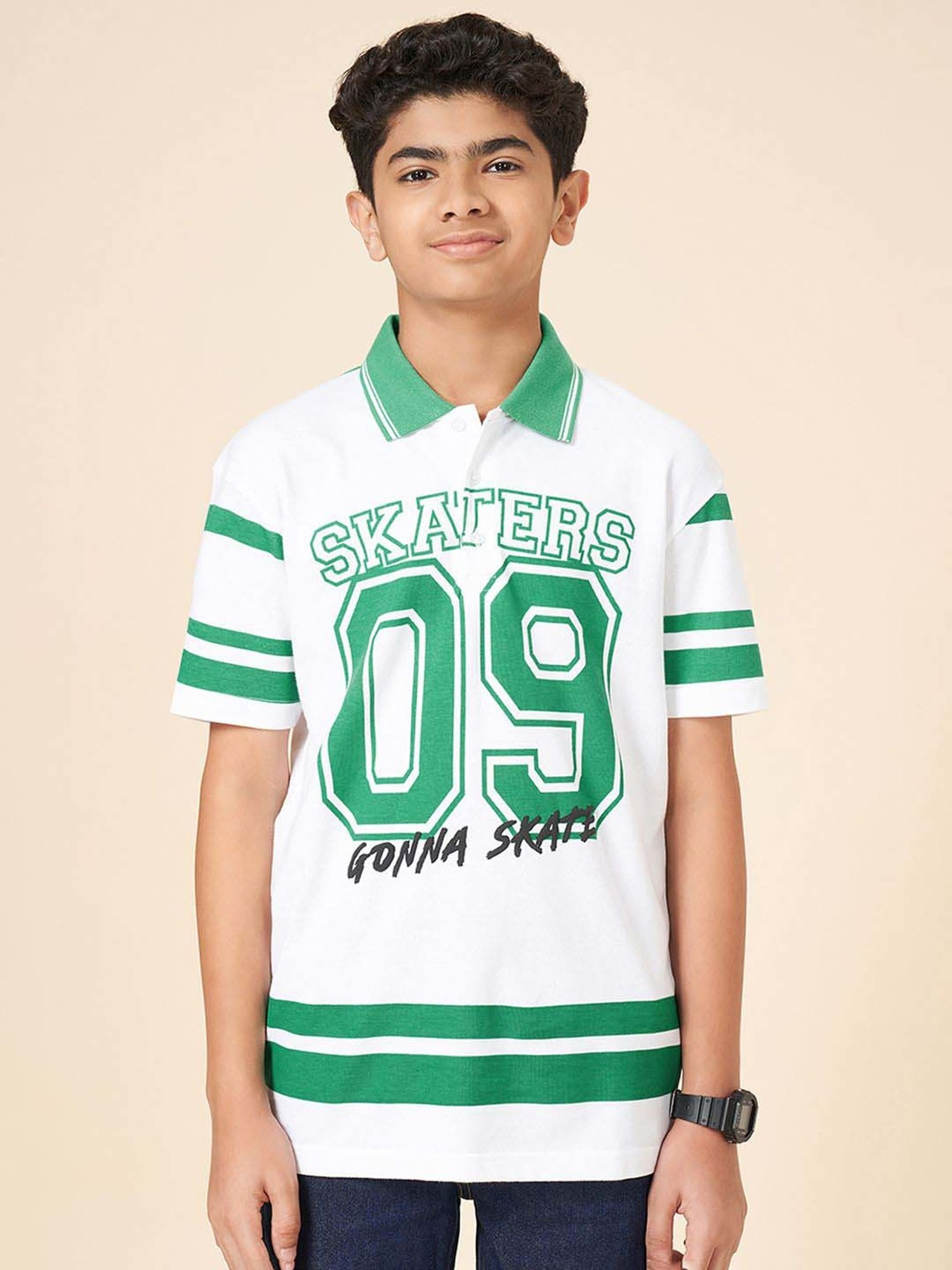 Coolsters by Pantaloons Boys Blarney & White Cotton Printed T-Shirts