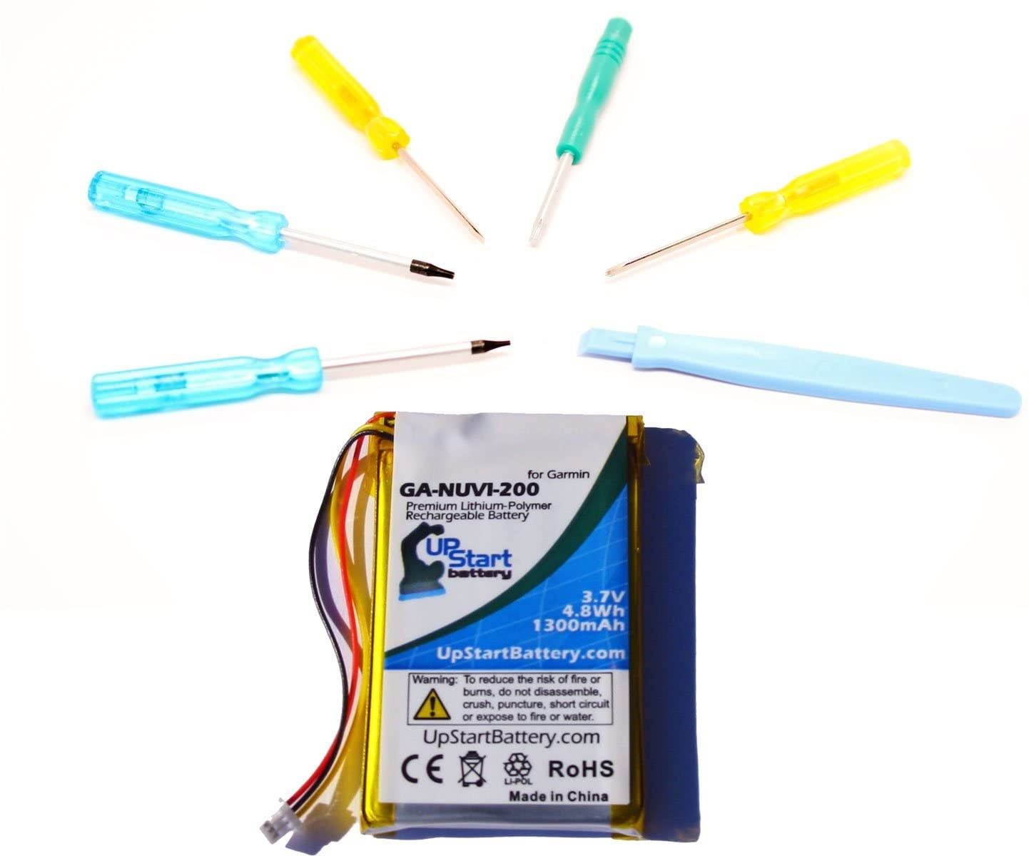 Replacement for Garmin Nuvi 200w Battery with Tools - Compatible with Garmin GPS Navigator Batteries (1300mAh 3.7V Lithium Polymer)