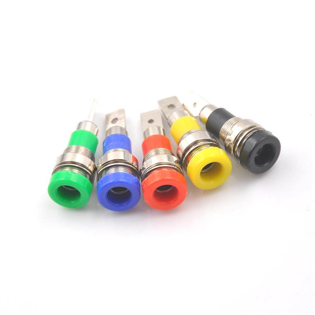 5Pcs Brass 4mm Banana Plugs Female 30-60VDC Jack Socket Plug Wire Connector 5 Colors Whosesale