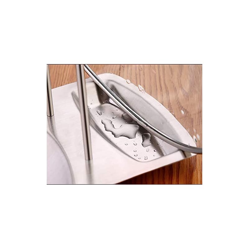 Lid and Spoon Rest, Stainless Steel Pan Pot Cover Lid Rack Stand Spoon Rest Stove Organizer Storage Soup Spoon Holder for Home Kitchen and Bar Tools, Silver US Stock