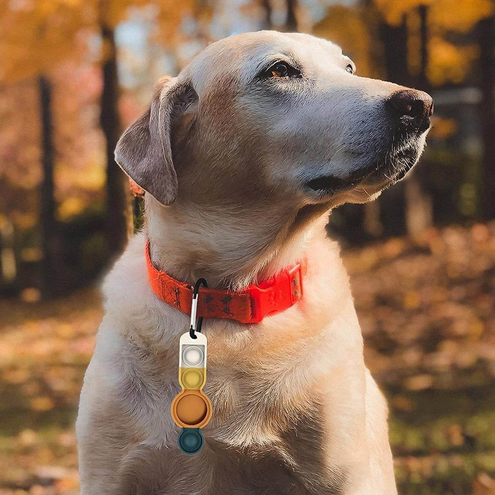 Qinhin Push Bubble Fidget Pack Stress Release Protective Case Compatible for Airtag Locator Tracker Silicone Anti-Lost Keychain Protective Case for Tracking Locator(N-Green Orange)