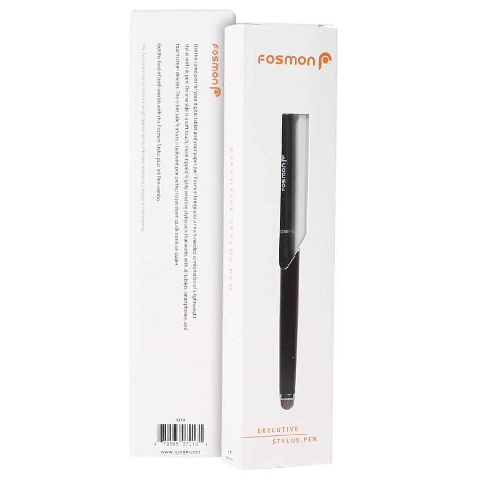 Fosmon EXECUTIVE Series 2-in-1 Ballpoint Pen and Capacitive Stylus for Apple iPhone 5S, Samsung Galaxy Note 3, and Touch Screen Devices (Black)