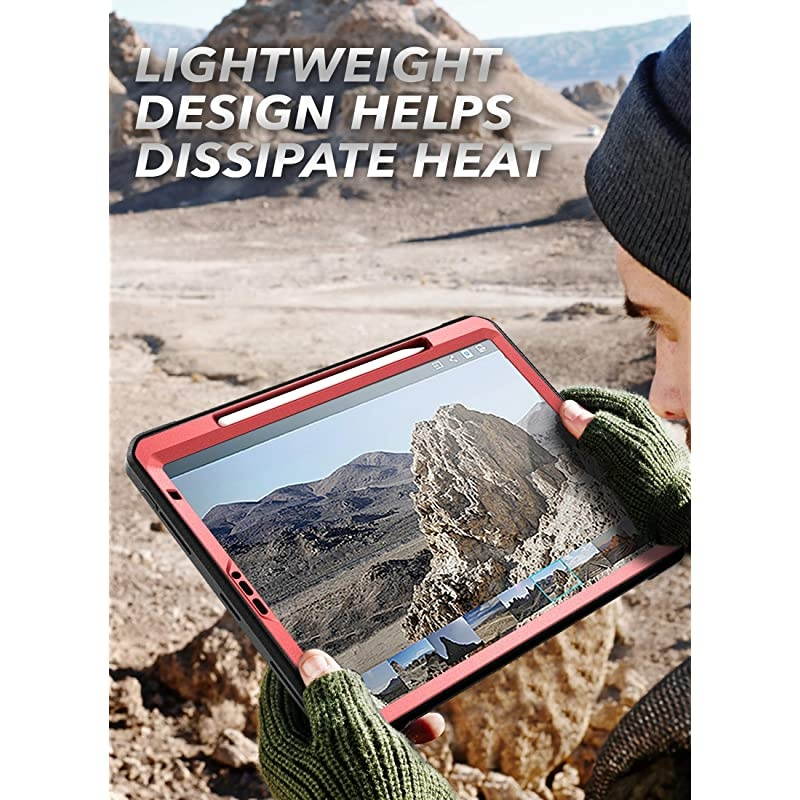 UB Pro Series Case for iPad Pro 11 2020 Support Apple Pencil Charging with Builtin Screen Protector FullBody Rugged Kickstand Protective Case for iPad Pro 11 inch 2020 Release MetallicRed