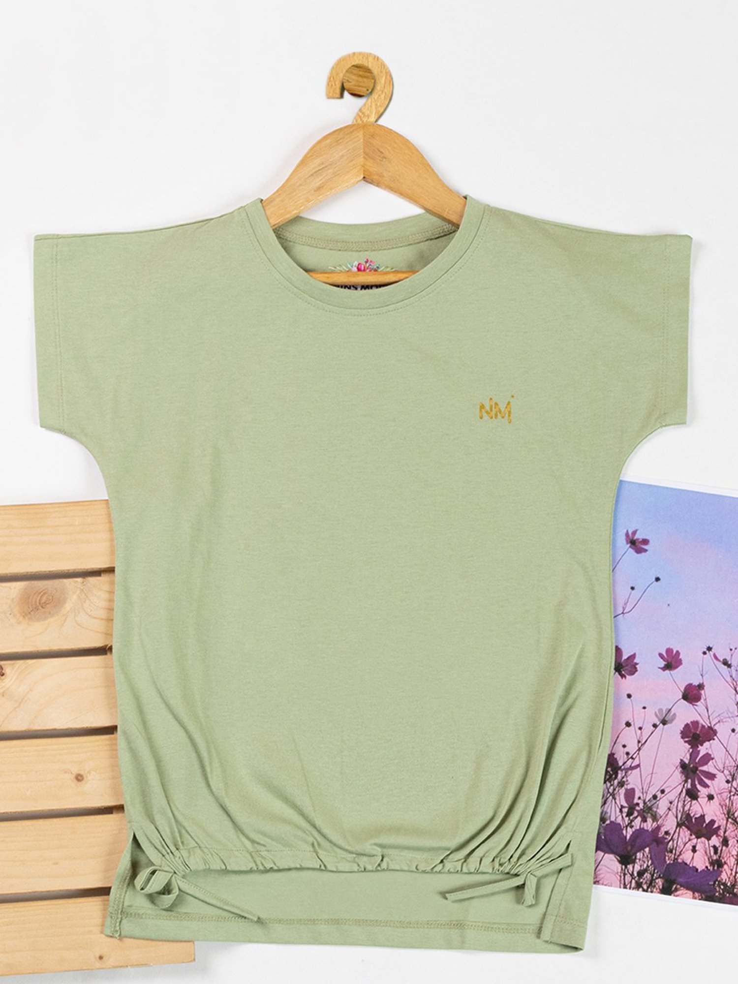 NINS MODA Kids Light Olive Solid Top