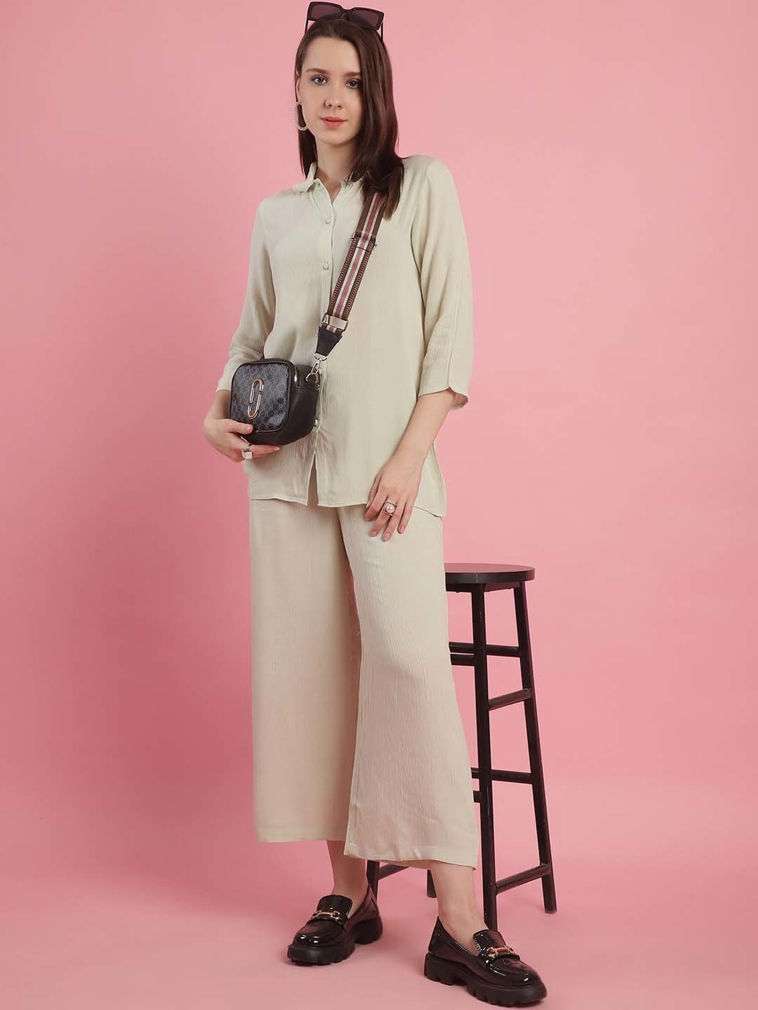 Melon by PlusS Blue Printed Shirt Pant Set