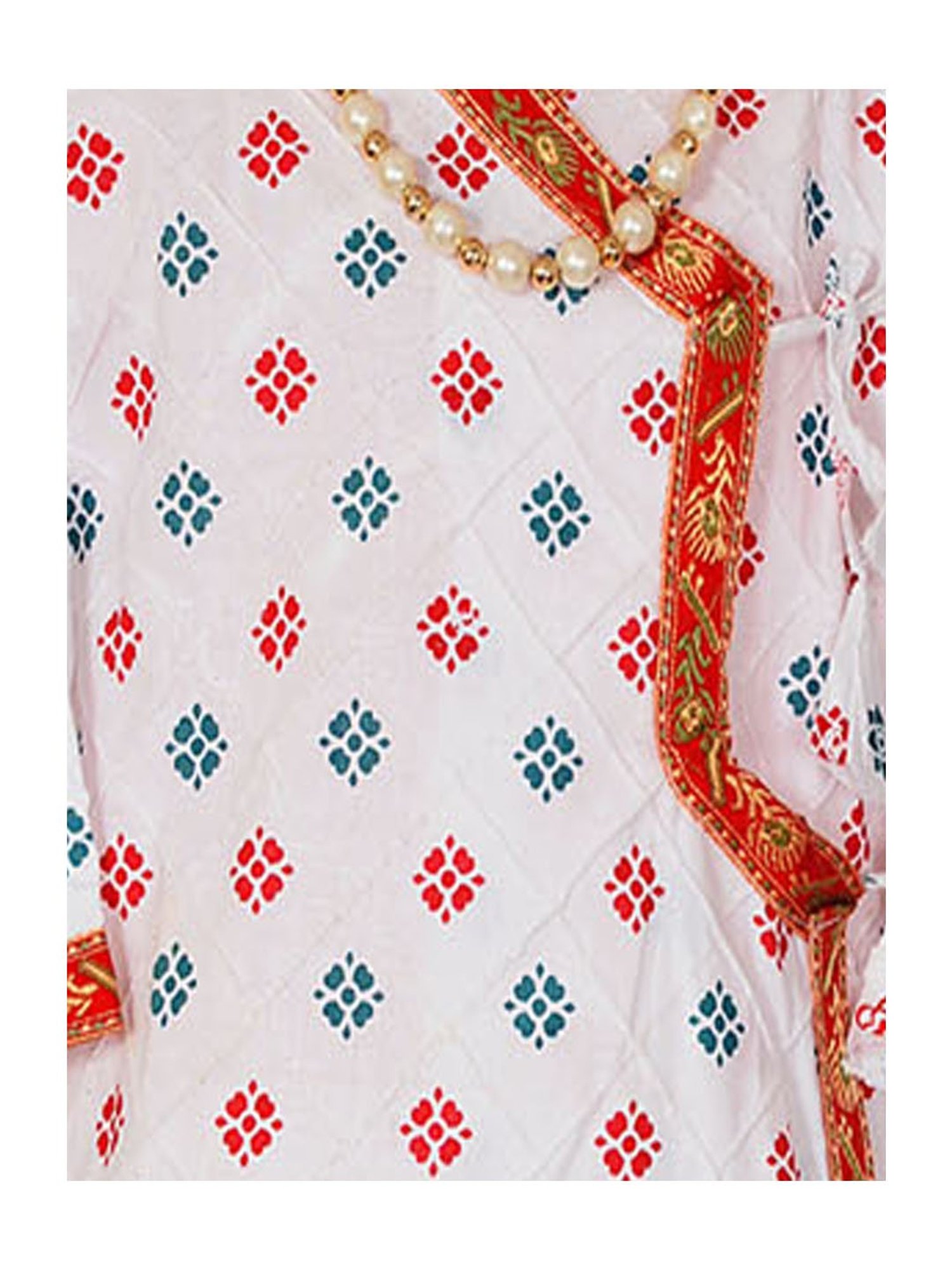 Ahhaaaa Kids White Embroidered Kurta, Dhoti, Pagri with Flute