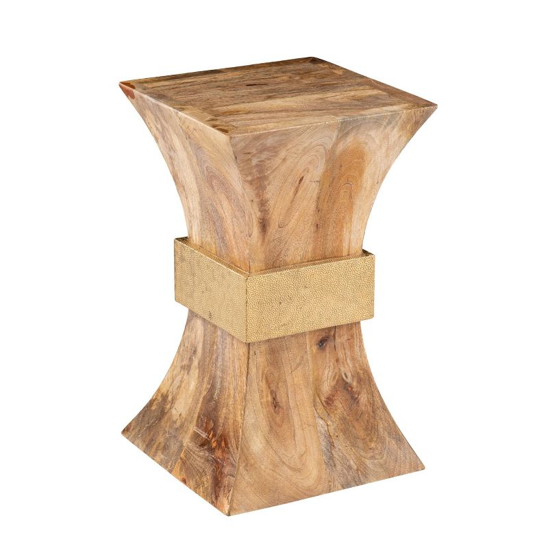 Bewill Square Side Table with Brass Accents Natural/Brass - Aiden Lane