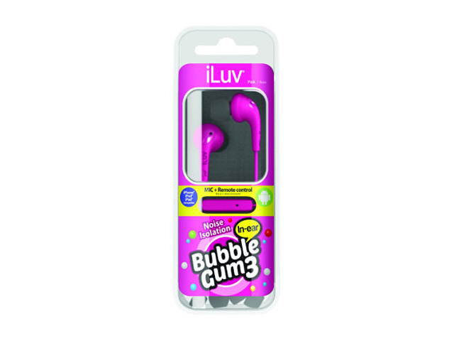 iLuv Pink BBGUM3INPN Bubble Gum 3 In Earbuds With Microphone