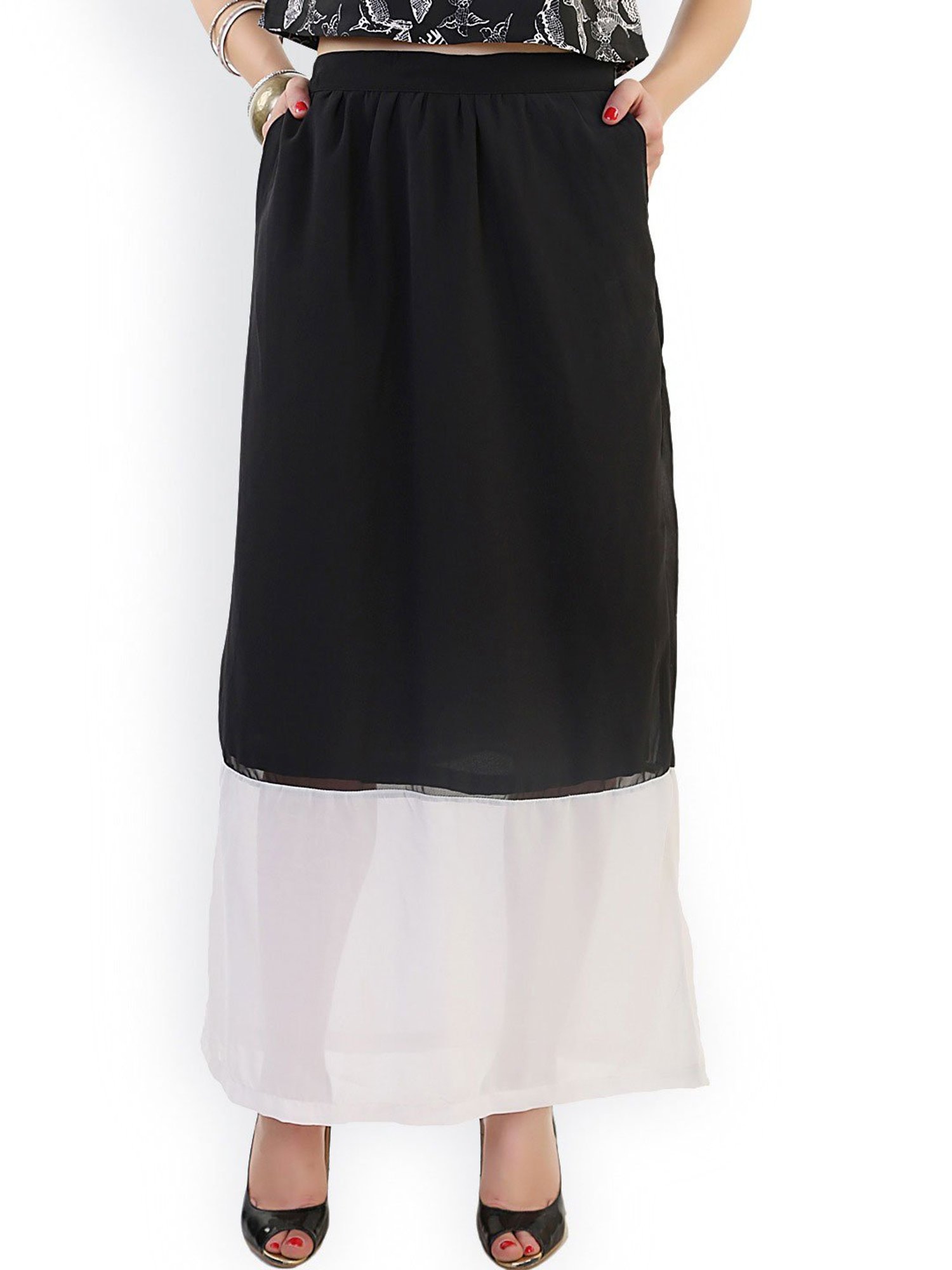 Belle Fille Black & White Maxi Skirt