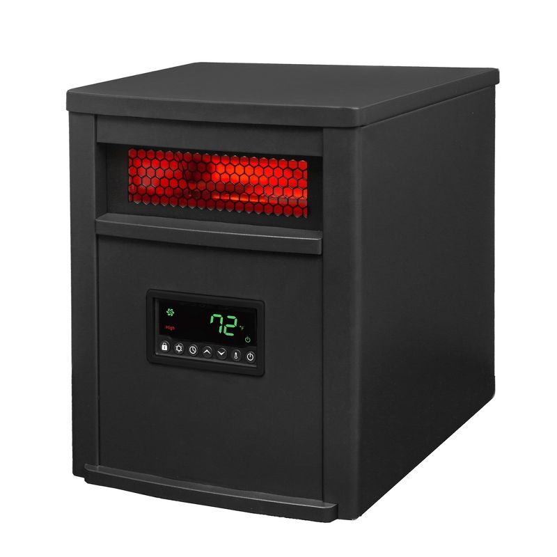Lifesmart ZCHT1071US 1500 Watt 8 Element Quartz Infrared Electric Portable Large Room Space Zone Heater, Black