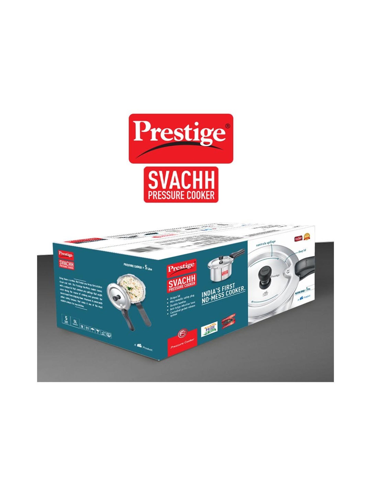 Borosil Silver Aluminium Pressure Cooker (5 L)