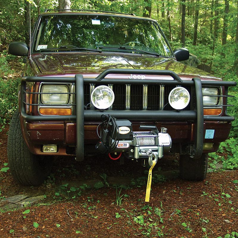 Keeper KW75122RM KW Series 4.5 Horsepower 12 Volt 7500 Pound Capacity Hitch Mountable Electric Winch for Mid Sized SUVs Trucks Vehicles, Black