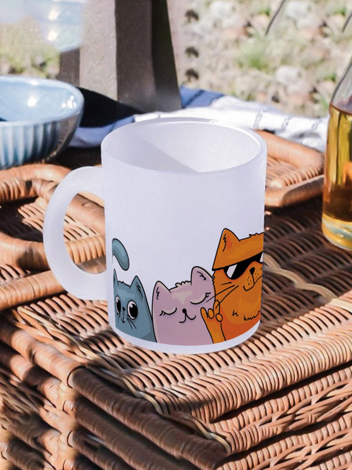 Gathari Aesthetic White Glass Frosted Coffee Mug