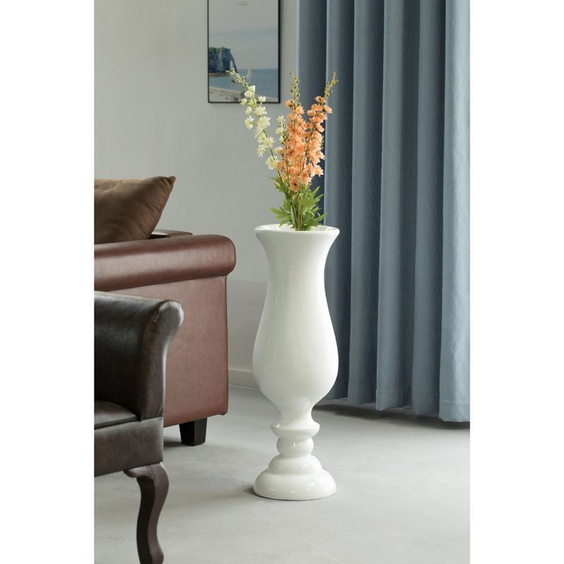 Uniquewise White Modern Fiberglass Goblet Shape Floor Vase 30 Inch High