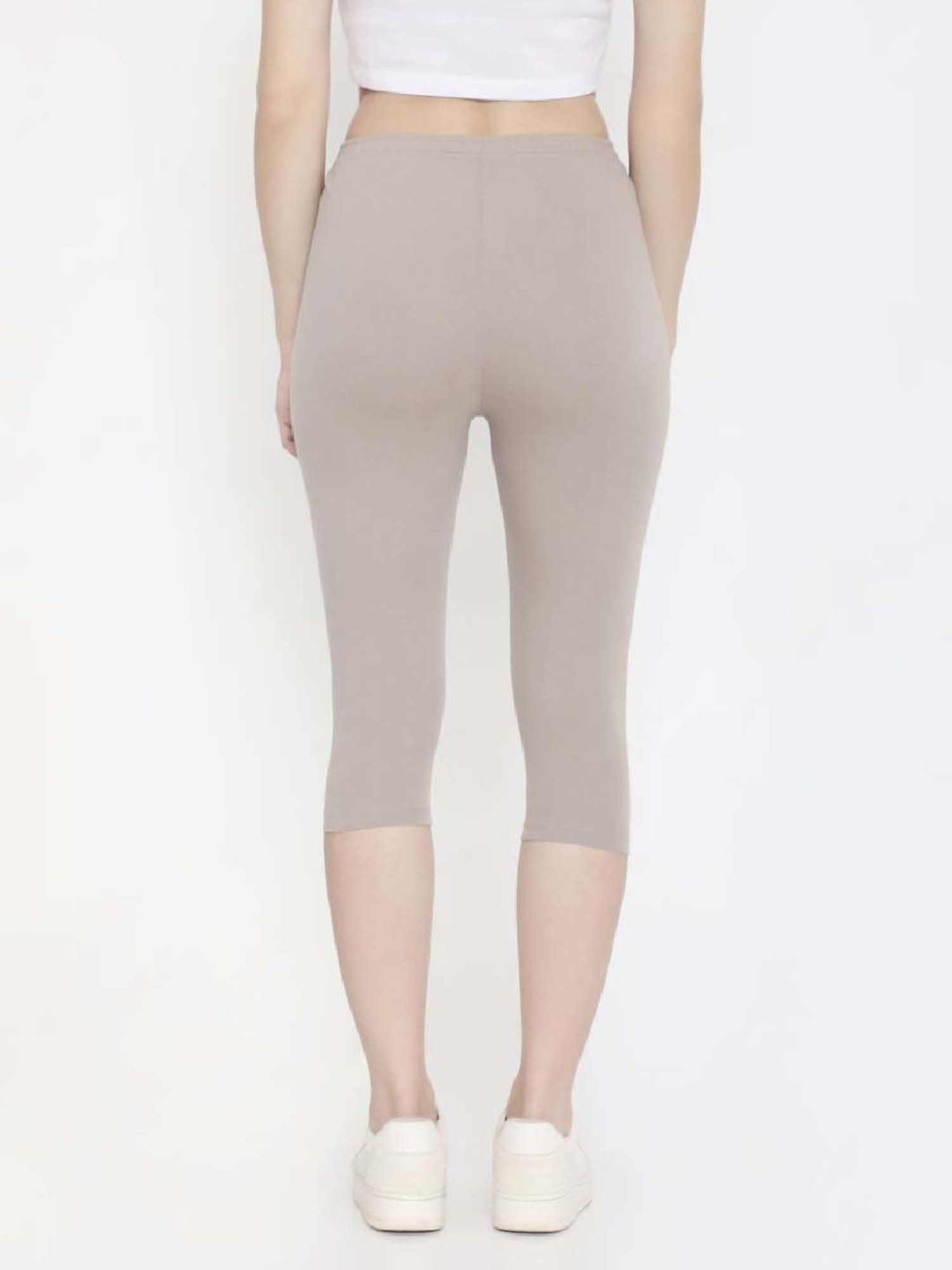 FEELINGS Warm Grey Cotton Plain Capris