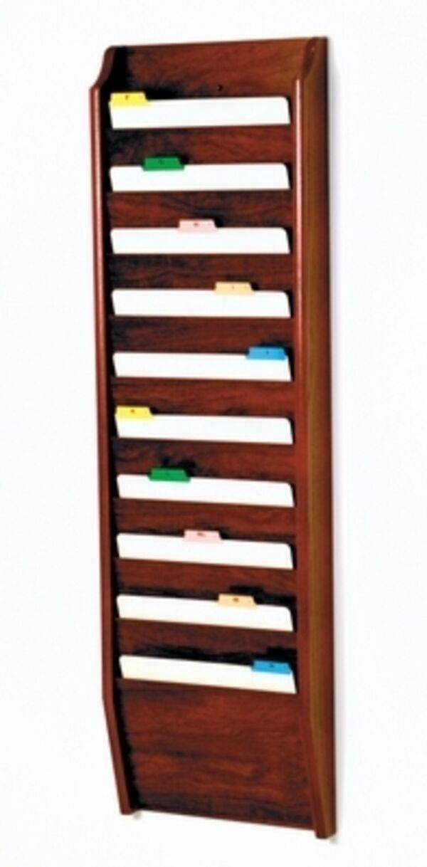 Wooden Mallet 10 Pocket Letter Size File Holder Mahogany 14"x48"x3.75" CH14-10MH
