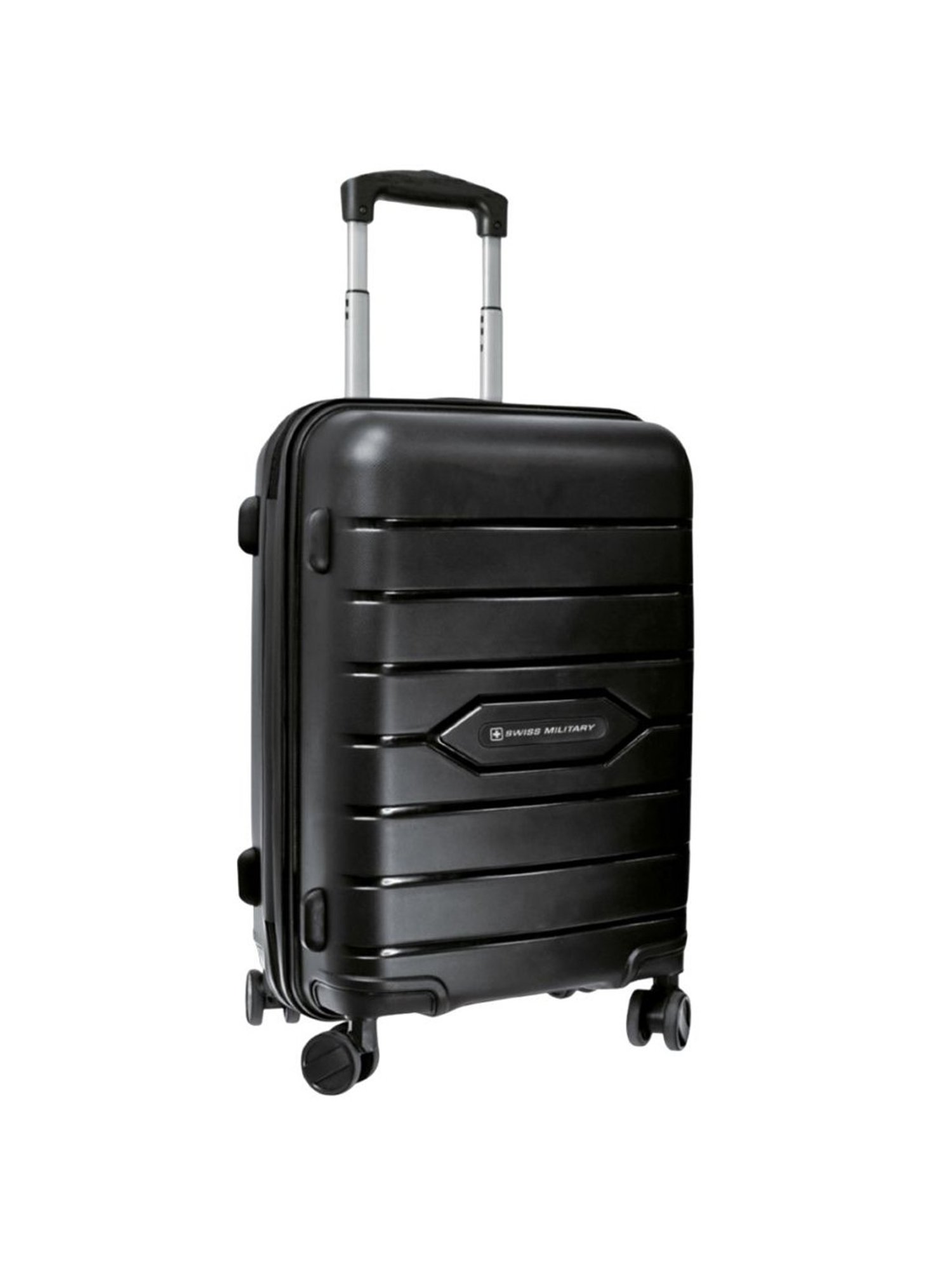 Swiss Military Black Striped Hard Cabin Trolley Bag - 20 cm