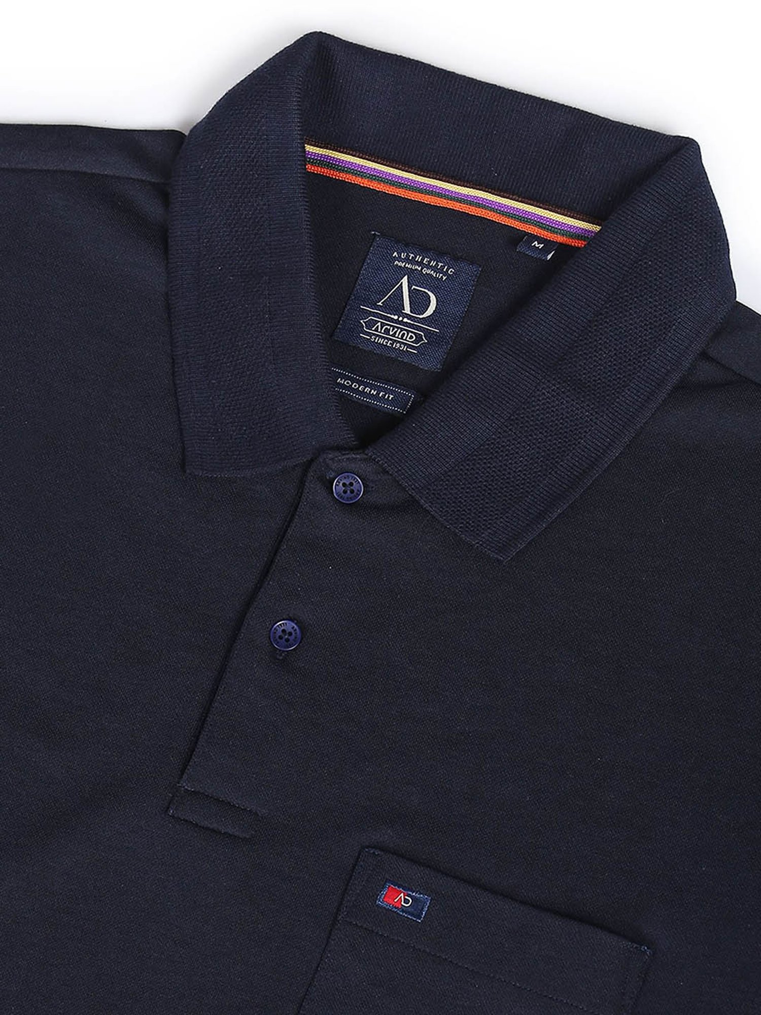 AD by Arvind Navy Slim Fit Polo T-Shirt