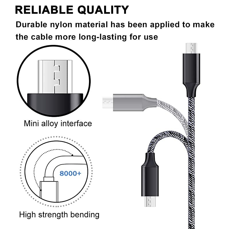 Charger Micro USB Cord Wall Charger Block Fast Charge Phone Cable Compatible for Samsung Galaxy S7 S6 S5 J7 J8 J6 J5 J4 J3 J2 J1LG K40 K30 K50 K20 K10 G3Moto E4 E5 E6 G4 G5 G6 Play