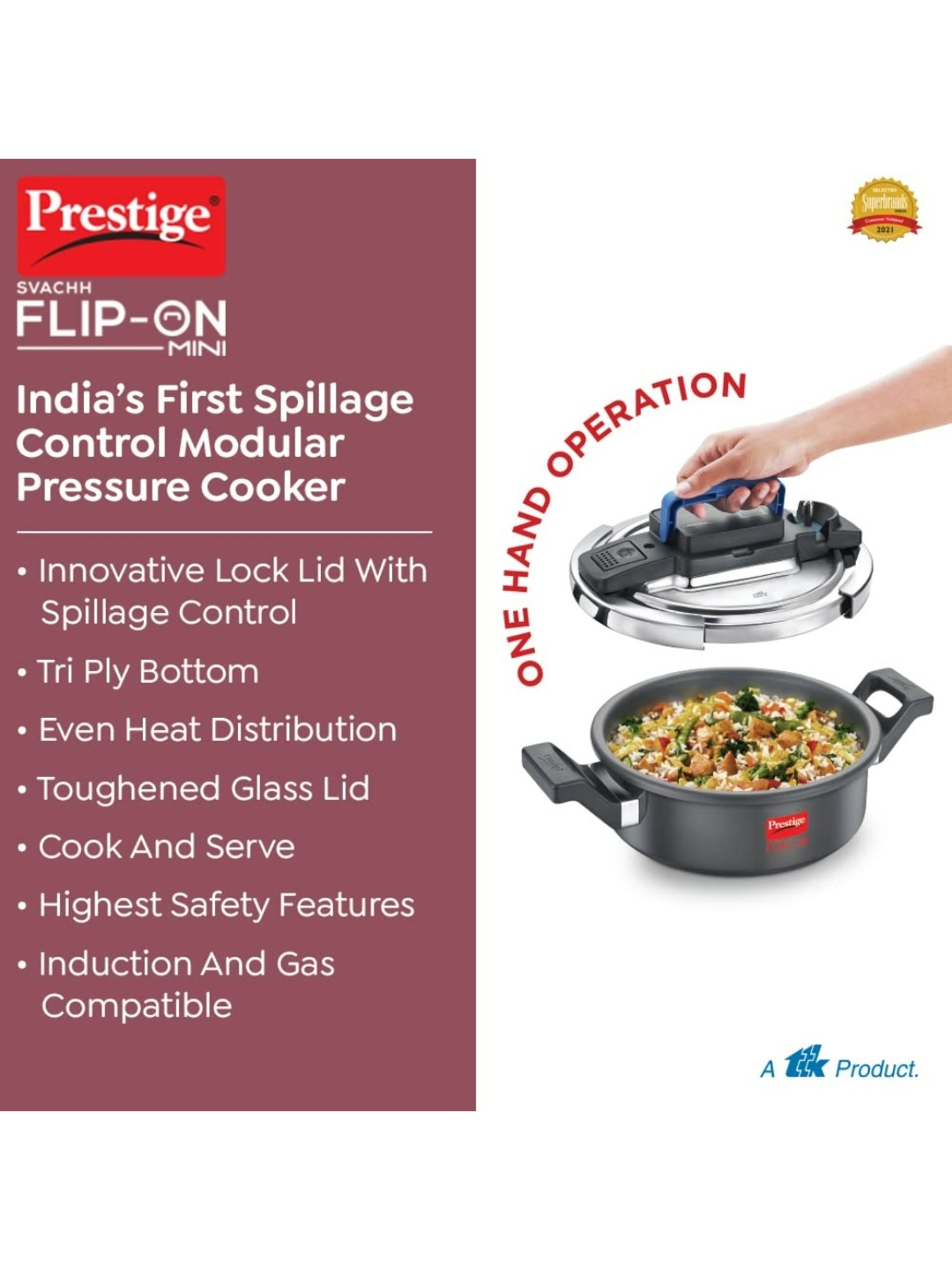 Borosil Silver Aluminium Pressure Cooker (5 L)