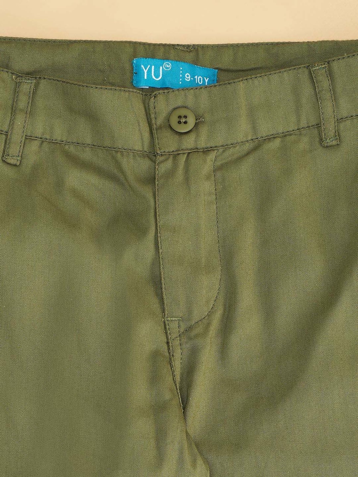 YU by Pantaloons Kids Olive Cotton Regular Fit Shorts