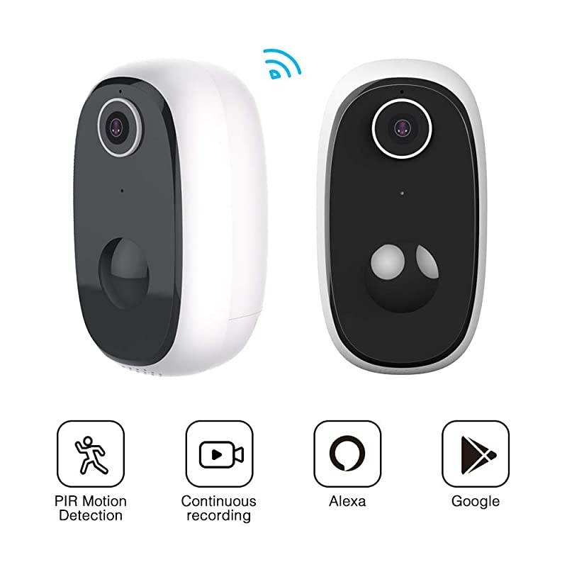 Wireless Outdoor Security Camera, WiFi Solar and Rechargeable Battery Indoor Home Security Camera, Alexa/Google Home, 1080P, Night Vision, 2-Way Audio, Motion Detect, IP65 Waterproof, Cloud/SD
