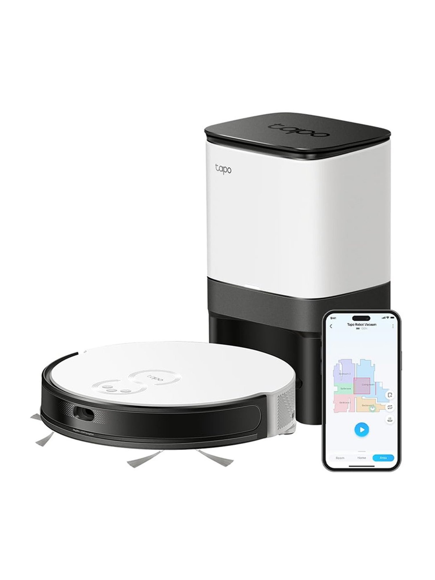 TP-Link Tapo RV20 Mop Plus MagSlim LiDAR Gyroscope Navigation Robot Vacuum (Black & White)