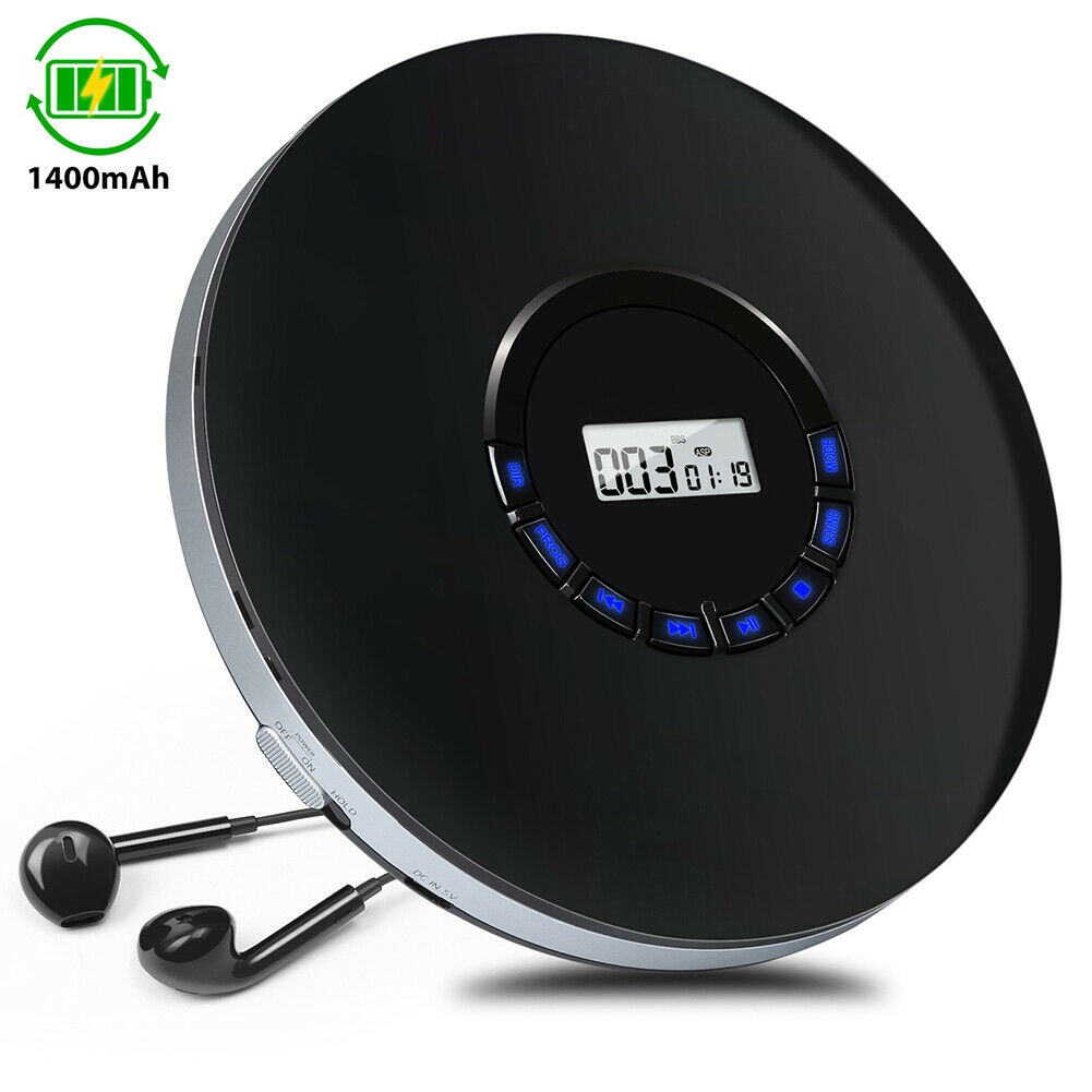 Rechargeable 12 Hours Battery Walkman Portable CD Player Anti-skip w/Headphone