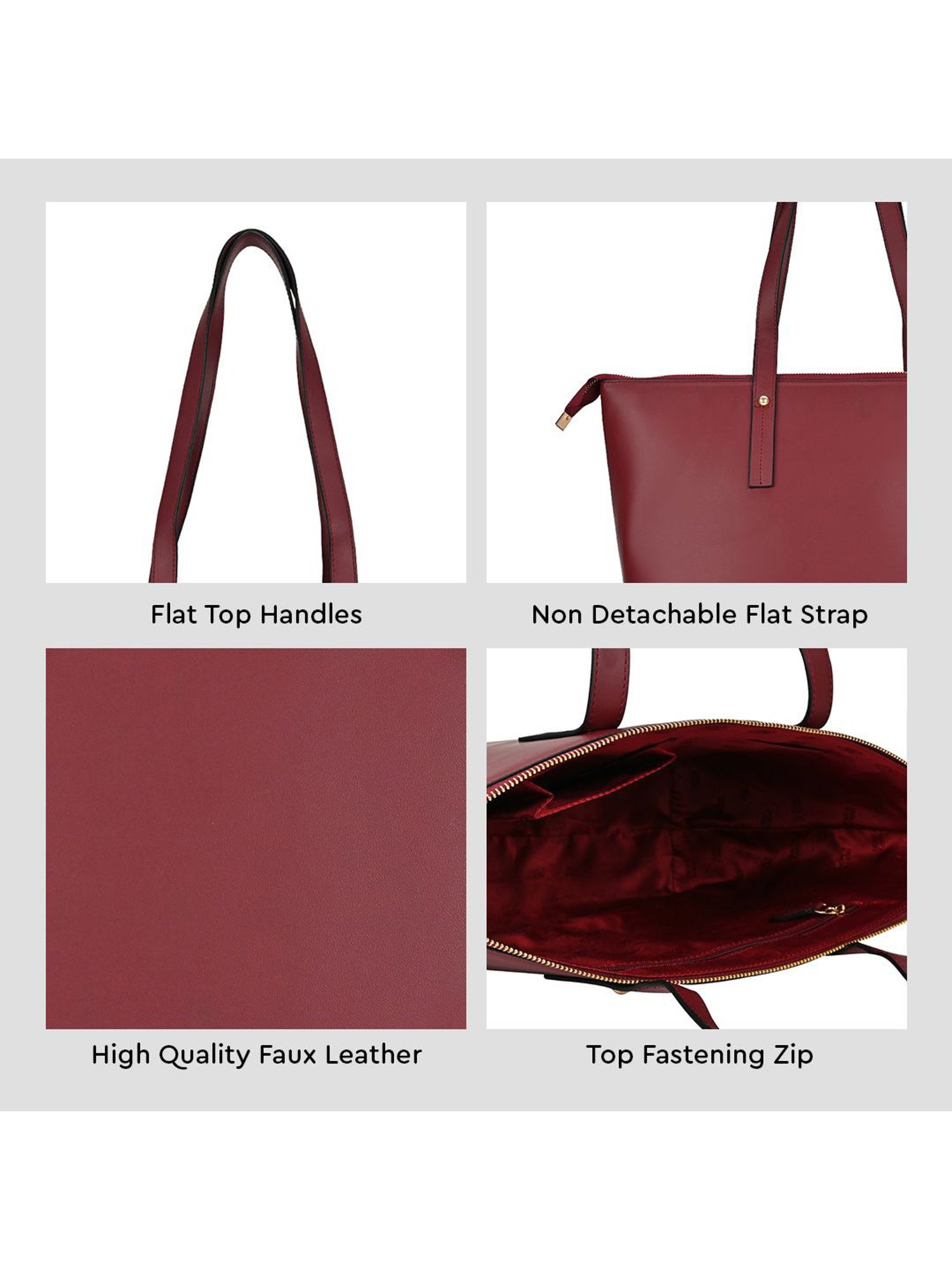 Horra Wine Solid Tote Handbag