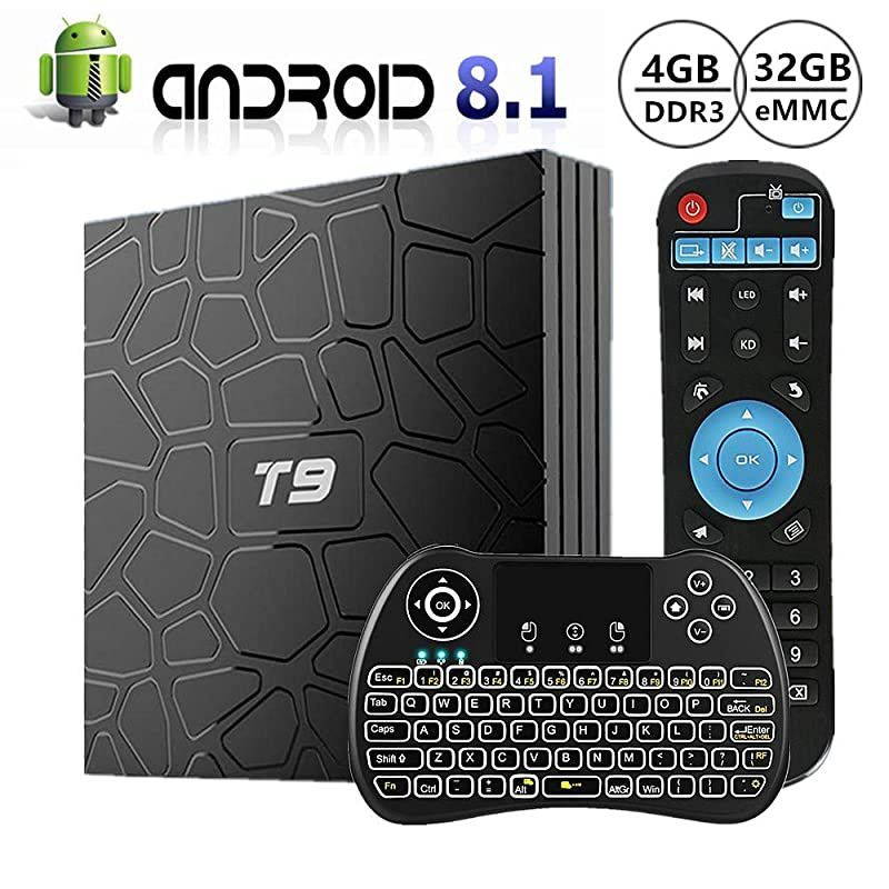 Android TV Box 8.1, [2019 New] Android TV Player Quad Core/ 2.4G WiFi/ 64 Bits/ BT4.1/ H.265/ 3D UHD 4K Smart Internet TV Box (4GB/32GB)