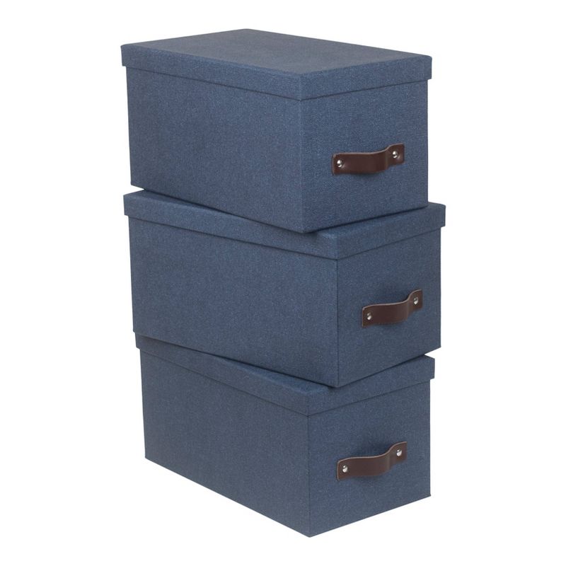 Set of 3 Silvia Canvas Media Box Blue - Bigso Box of Sweden