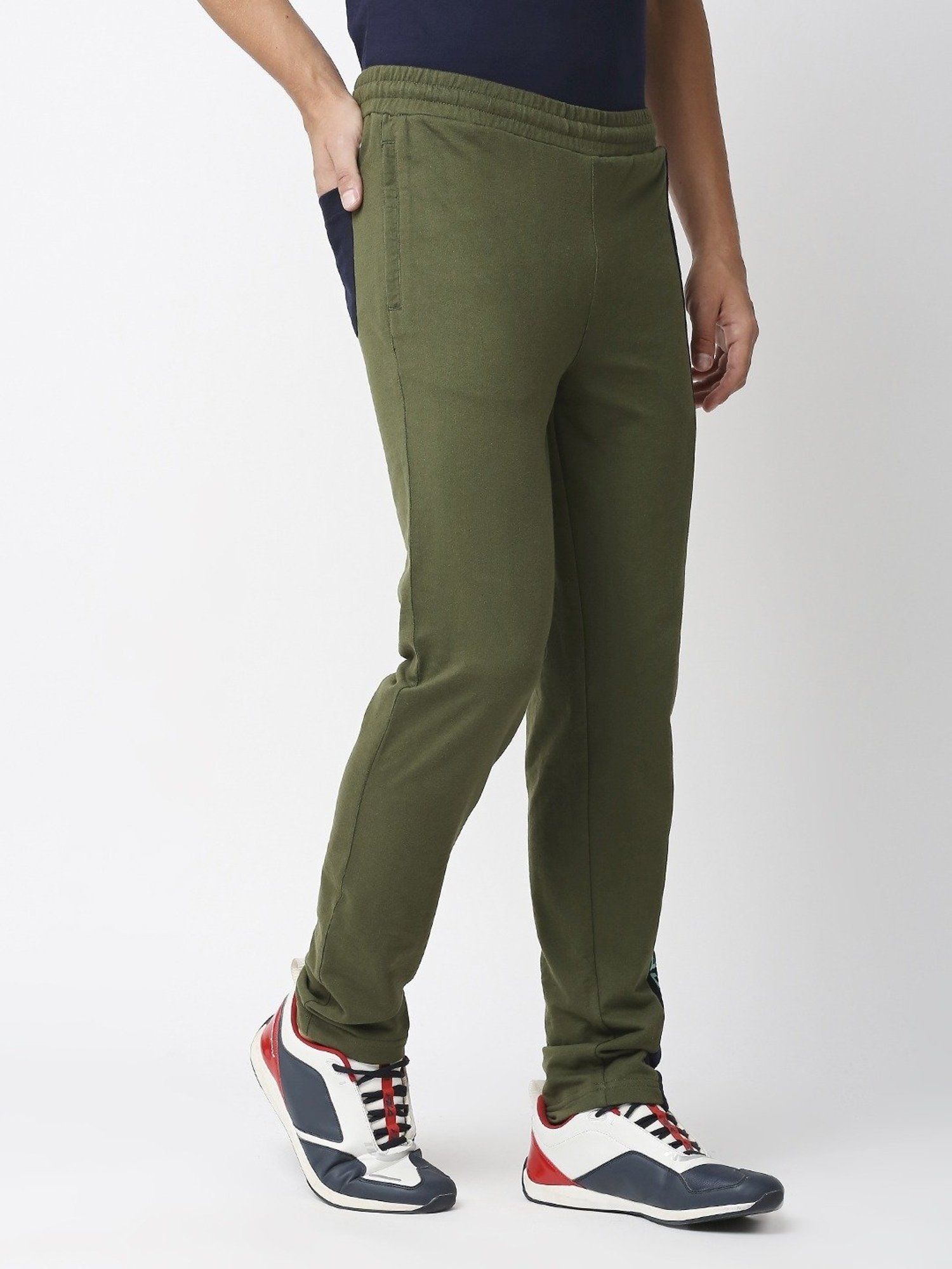 Fitz Olive Slim Fit Striped Trackpants