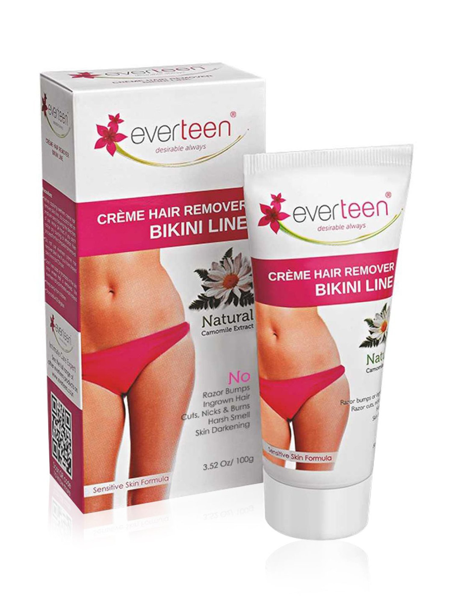 everteen Bikini Line Hair Remover Creme - Natural for Women - 1 Pack - 100 gm