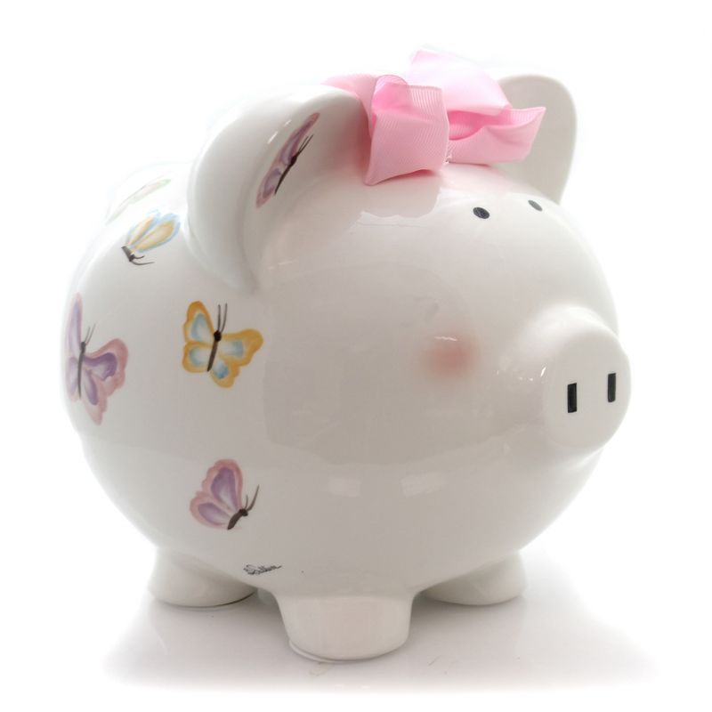 Bank 7.75" Petite Papillon Pig Bank Butterflies Money  -  Decorative Banks