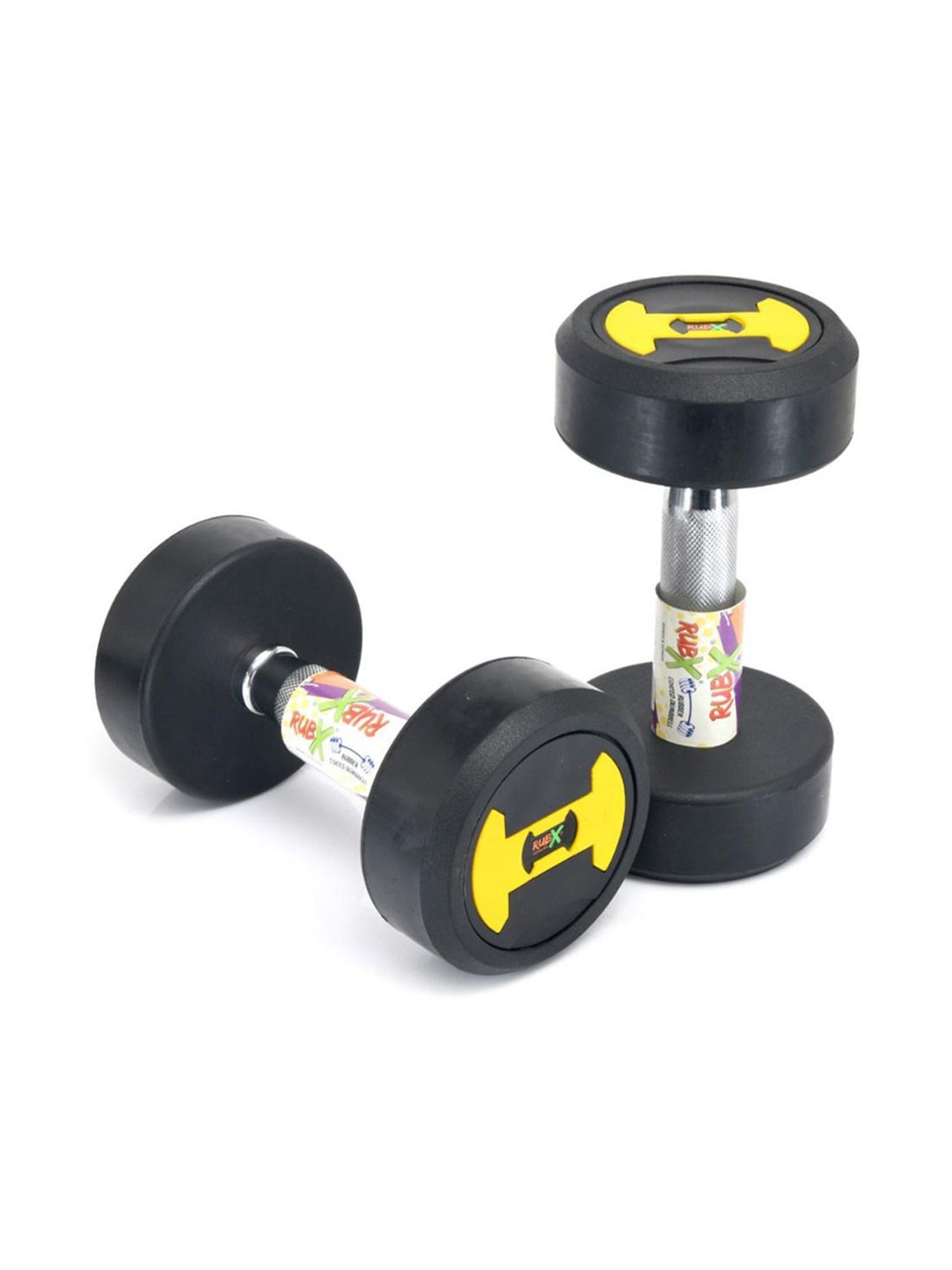 RUBX Rubber Coated Professional Round Dumbbells (Sold in Pair) (2.5 Kg x 2pc (Total = 5 kg))