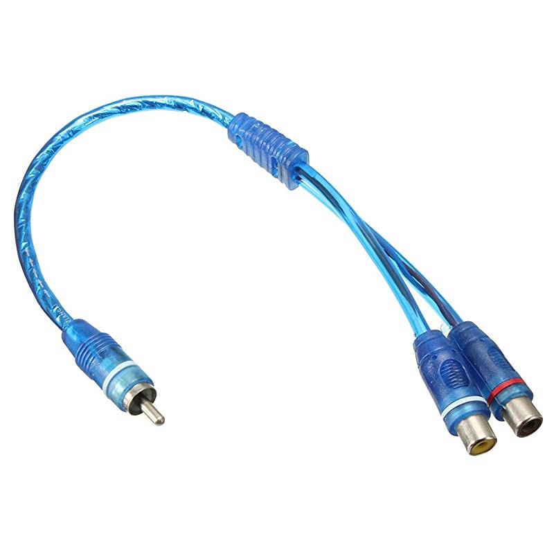 Y Adapter Connector 1 Male to 2 Female Car Audio Splitter Adapter Cable Blue 2 Pack