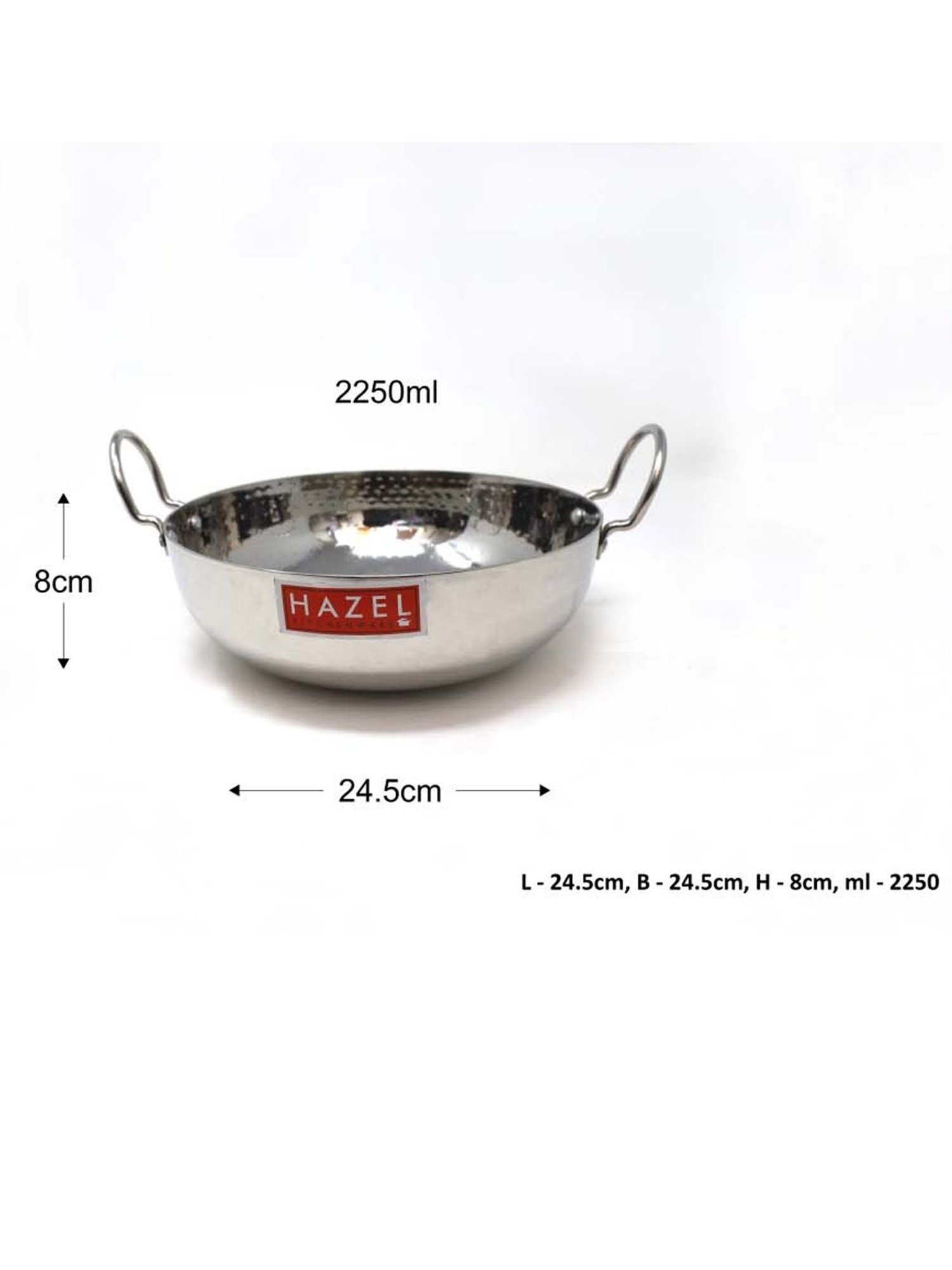 HAZEL Silver Stainless Steel Deep Kadhai