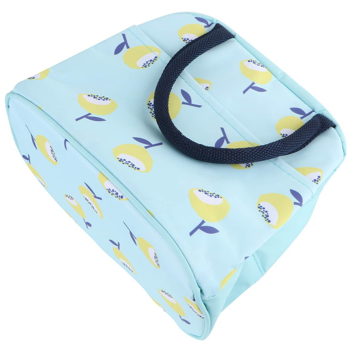 1PC Heat Insulated Lunch Bag Portable Lunch Box Bag Fresh Printing Tote Lunch Bag Multi-purpose Lunch Storage Bag Large Capacity Bento Bag for Office Camping (Dark Blue Flower Style)