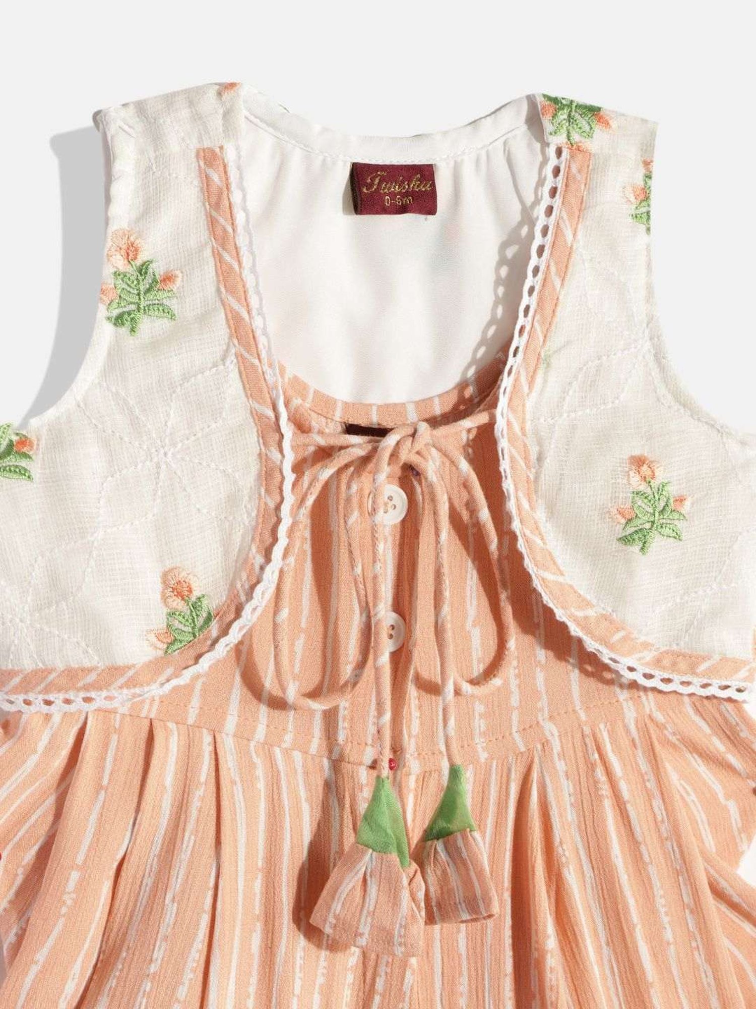 TWISHA Kids Peach & White Printed Jumpsuit Set