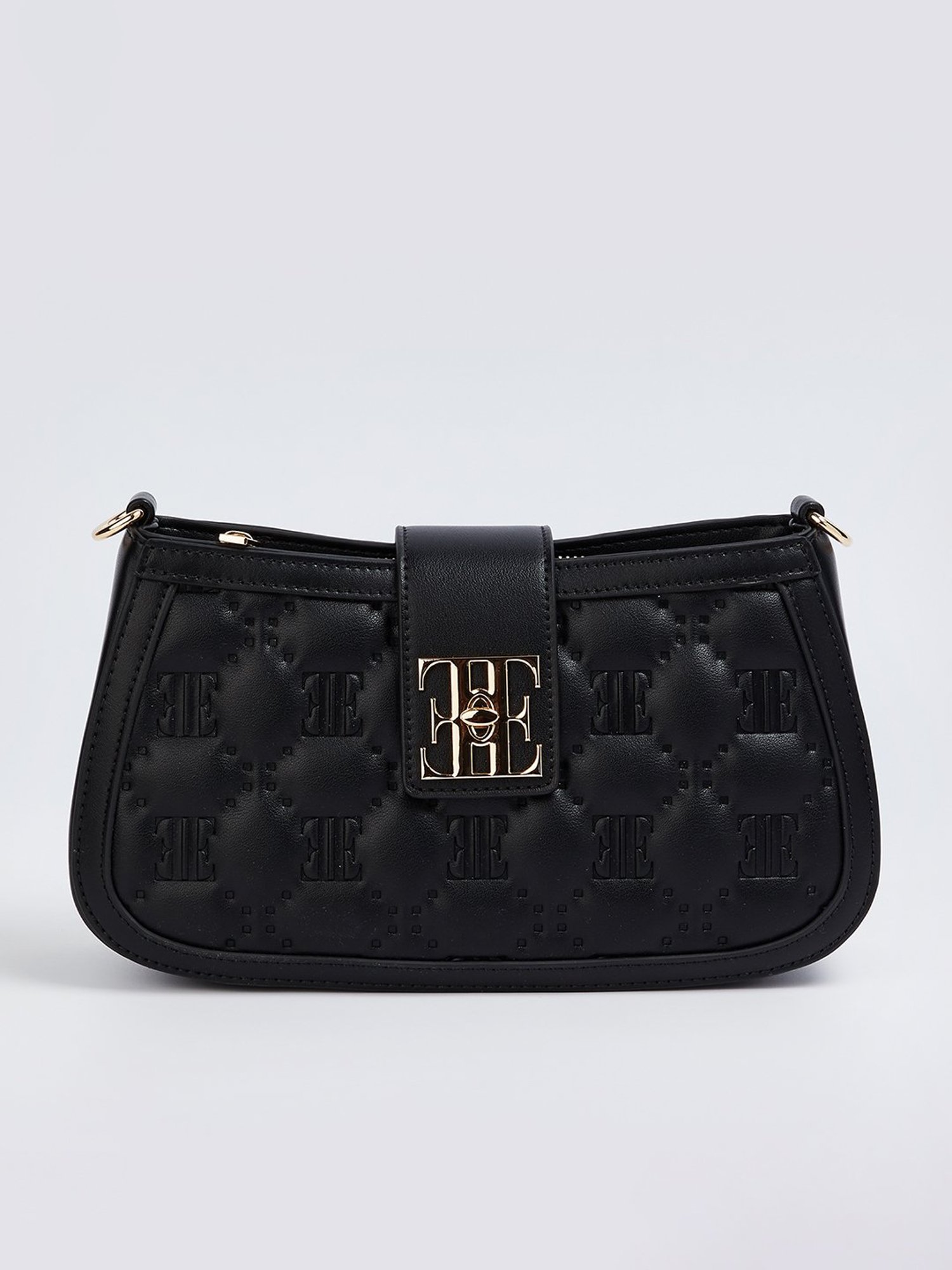 Elle Black Textured Sling Handbag
