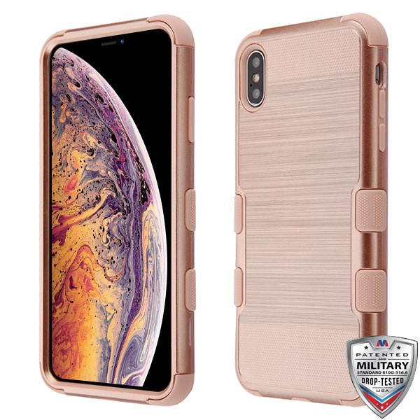 MYBAT Rose Gold Brushed/Rose Gold TUFF Hybrid Phone Protector Cover for iPhone XS Max