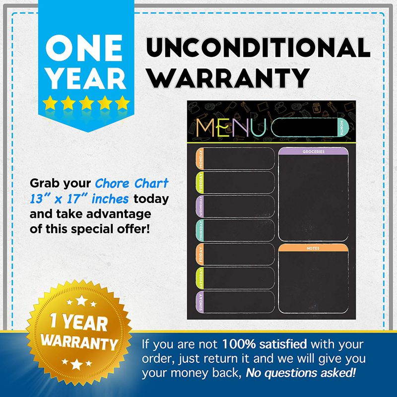 Best EXTRA LARGE 13 x 17 -inch Dry Erase or Wet Erase Laminated Magnetic Dry Erase Menu And Groceries Planner - Perfect for Refrigerators Keep a Weekly Meal Plan & Grocery List Blue & White