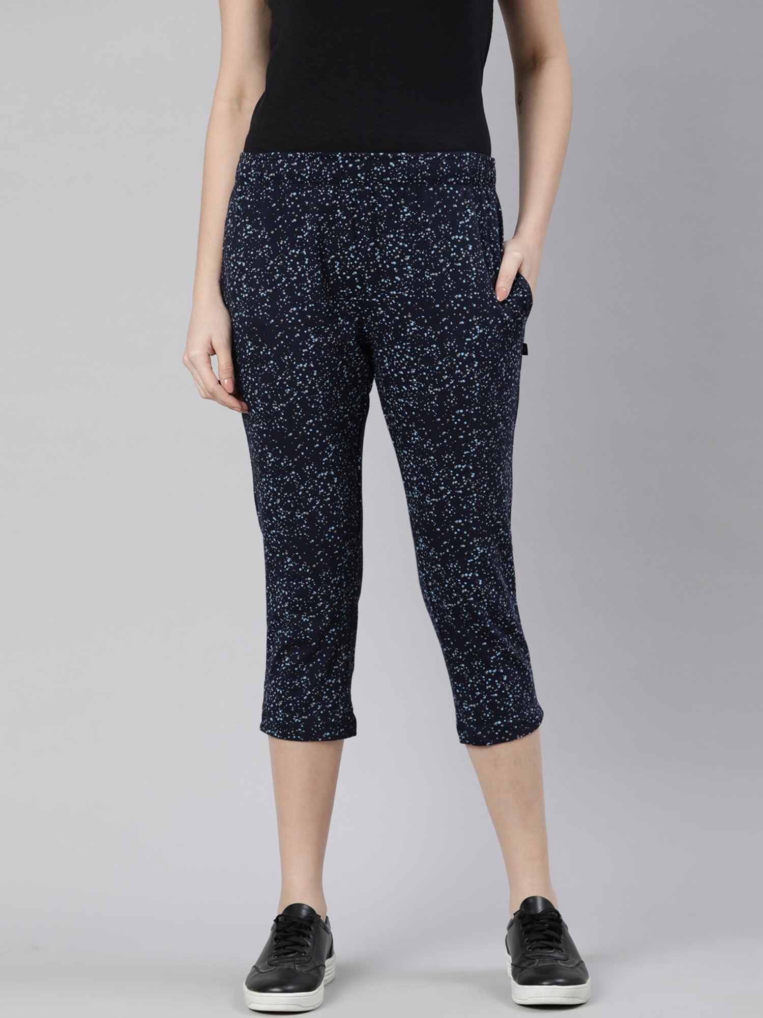 Dixcy Slimz Navy Cotton Printed Capris