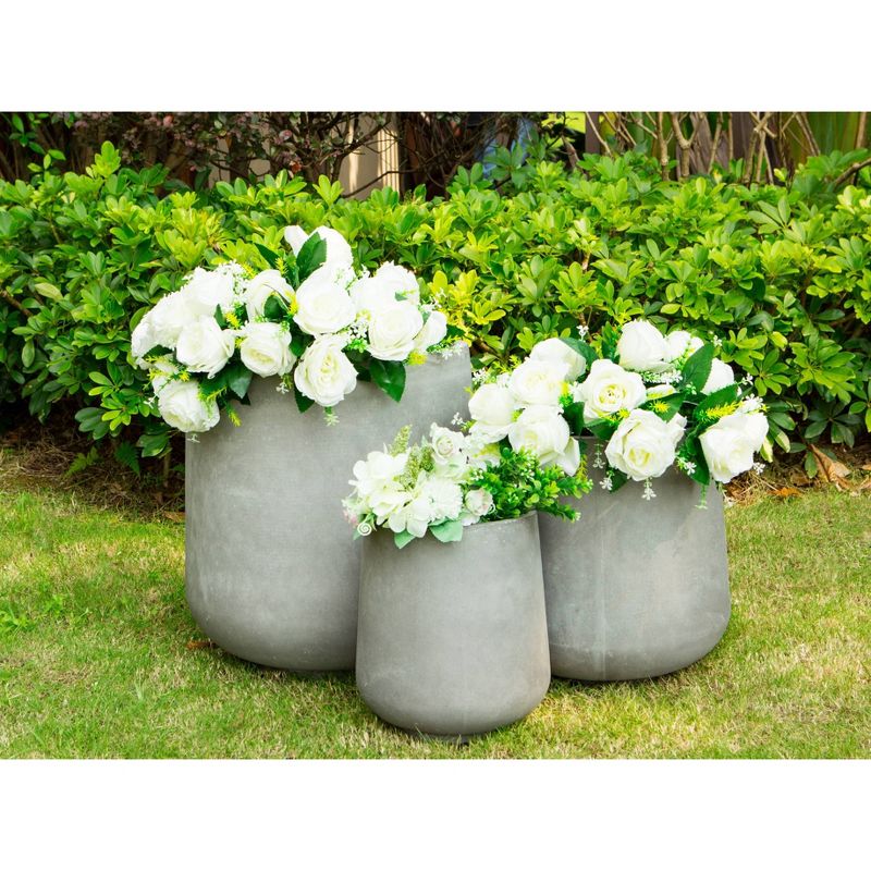 Kante Set of 3 Lightweight Footed Tulip Outdoor Planter - Rosemead Home & Garden, Inc