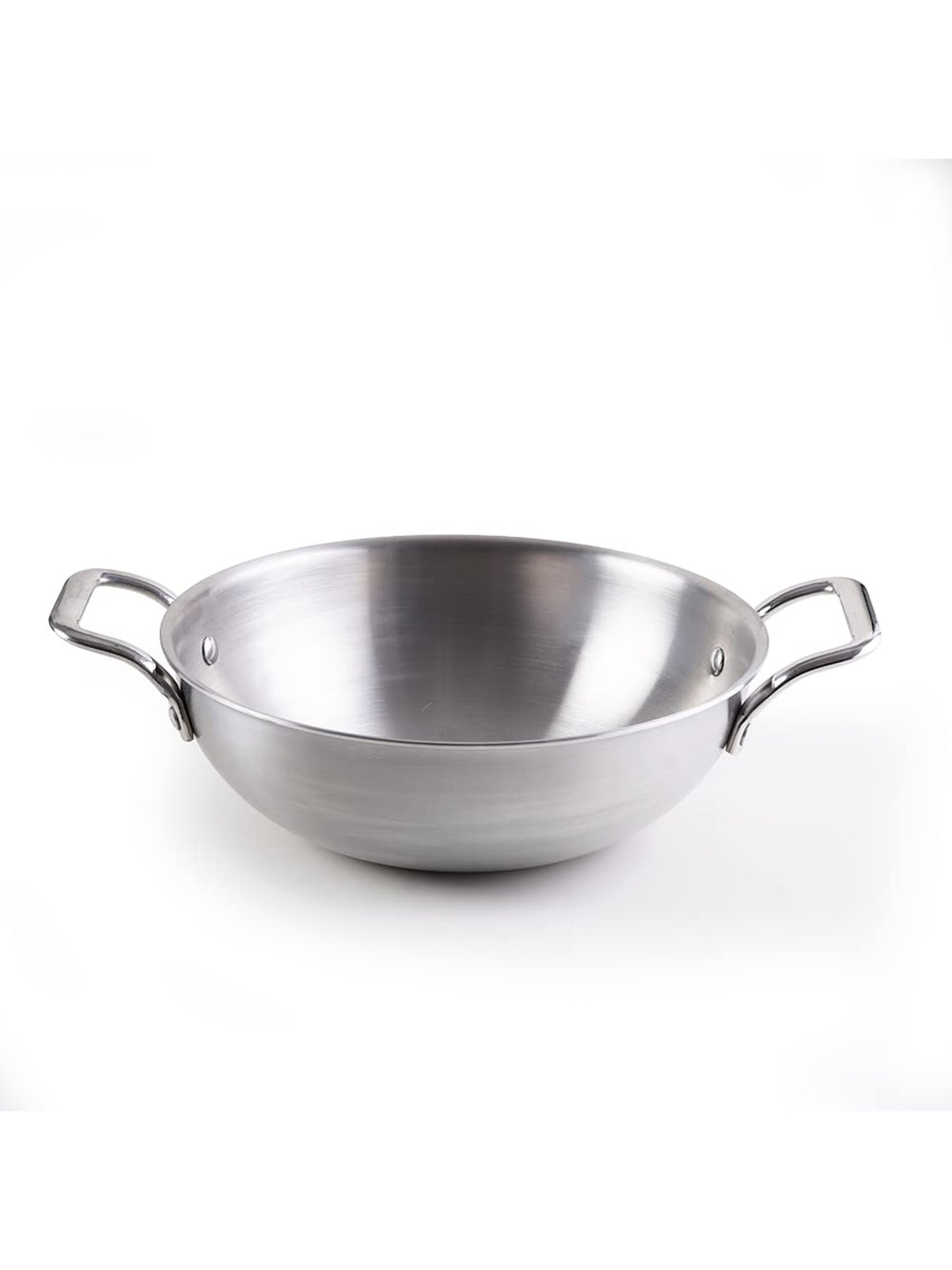The Indus Valley Silver Triply Stainless Steel Induction and Gas Compatible 28 cm Kadhai (4 L)
