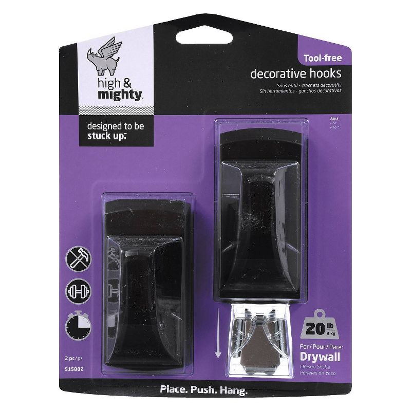 20lb Decorative Hooks Black - High & Mighty